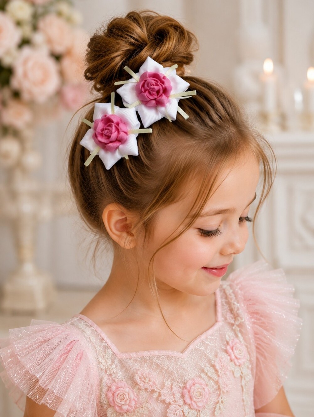 NWT Girls Hot Pink Sculptured Hair Clips Set of 2